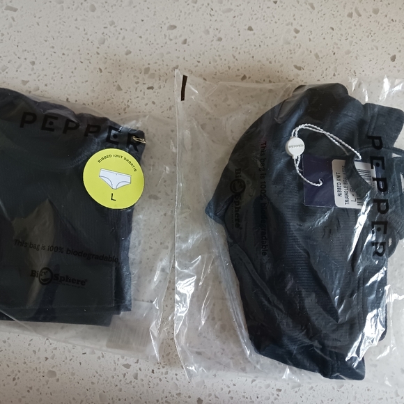 NWT PEPPER Matching SET Rib Knit Micro Modal Bra and Short Black size Large - Picture 2 of 6